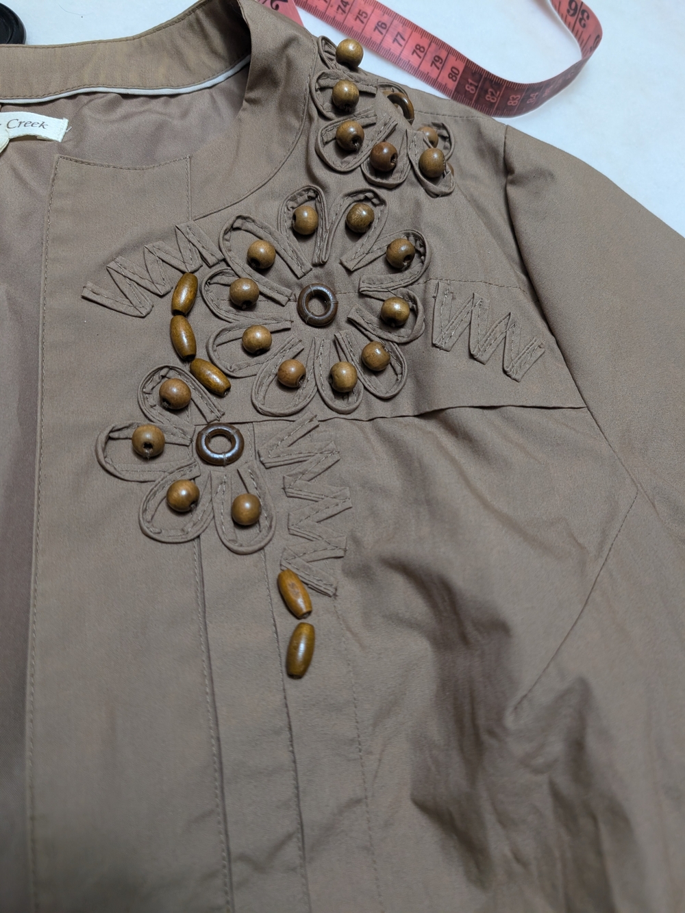 Coldwater Creek Taupe Short-Sleeve Embellished Jacket - Picture 5 of 9